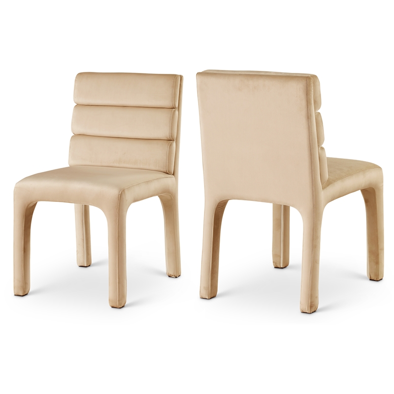 Bowery Hill Contemporary Camel Velvet Dining Chair (Set of 2)