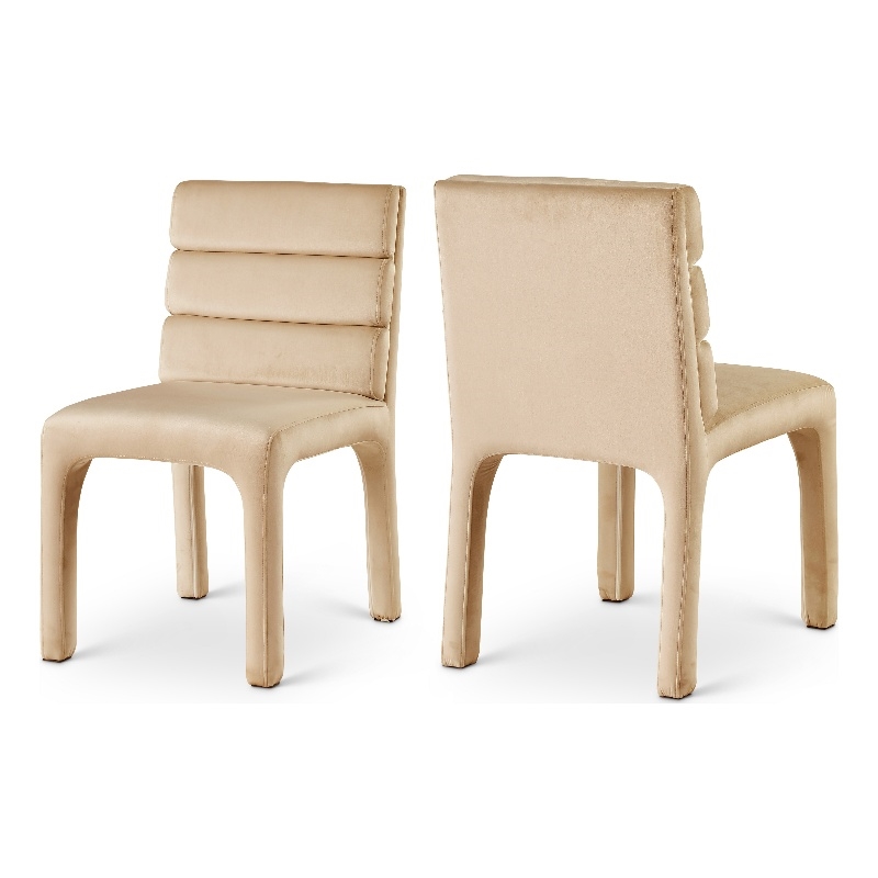 Bowery Hill Contemporary Camel Velvet Dining Chair (Set of 2)