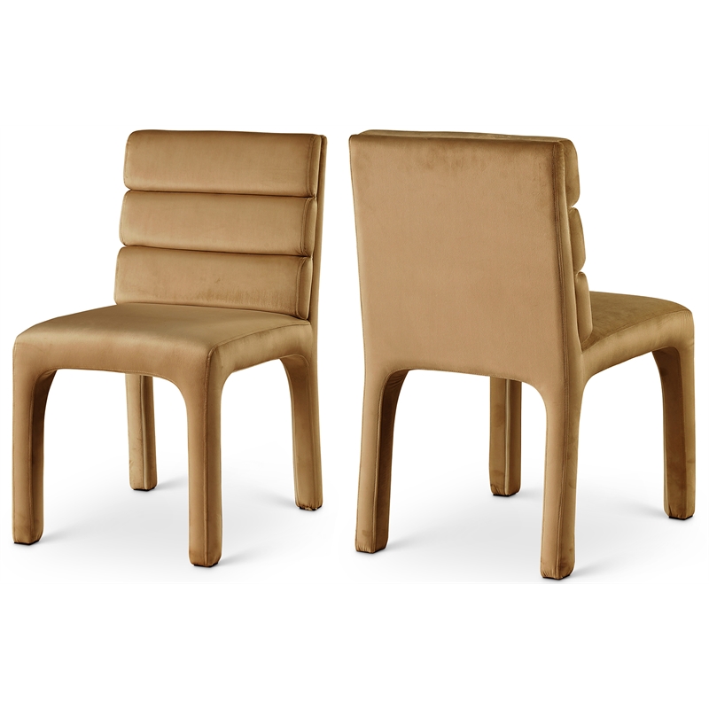 Bowery Hill Contemporary Saddle Velvet Dining Chair (Set of 2)