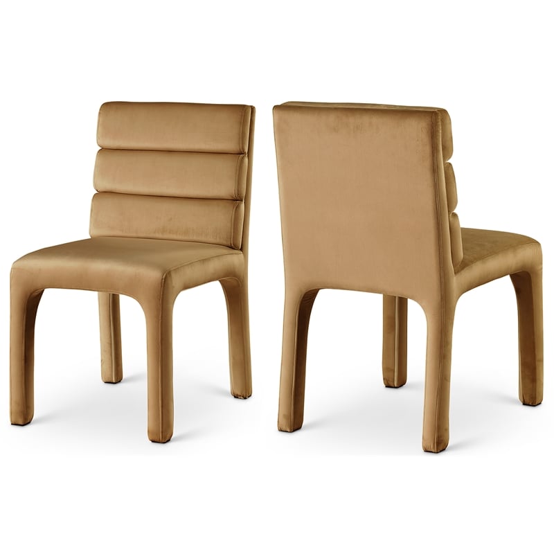 Bowery Hill Contemporary Saddle Velvet Dining Chair (Set of 2)