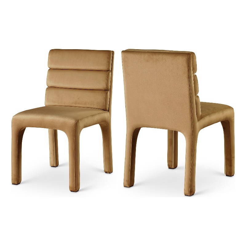 Bowery Hill Contemporary Saddle Velvet Dining Chair (Set of 2)