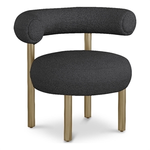 Bowery Hill Contemporary Rich Black Boucle Fabric Accent Chair