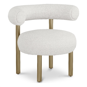 Bowery Hill Contemporary Rich Cream Boucle Fabric Accent Chair