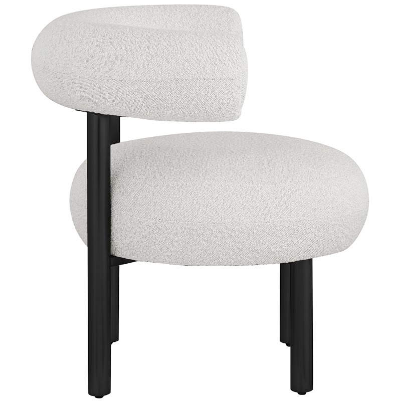 Bowery Hill Contemporary Rich Cream Boucle Fabric Accent Chair