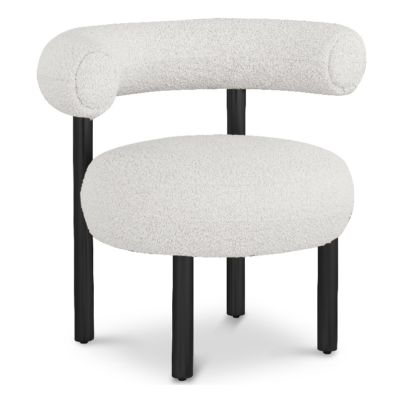 Bowery Hill Contemporary Rich Cream Boucle Fabric Accent Chair