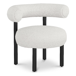 Bowery Hill Contemporary Rich Cream Boucle Fabric Accent Chair