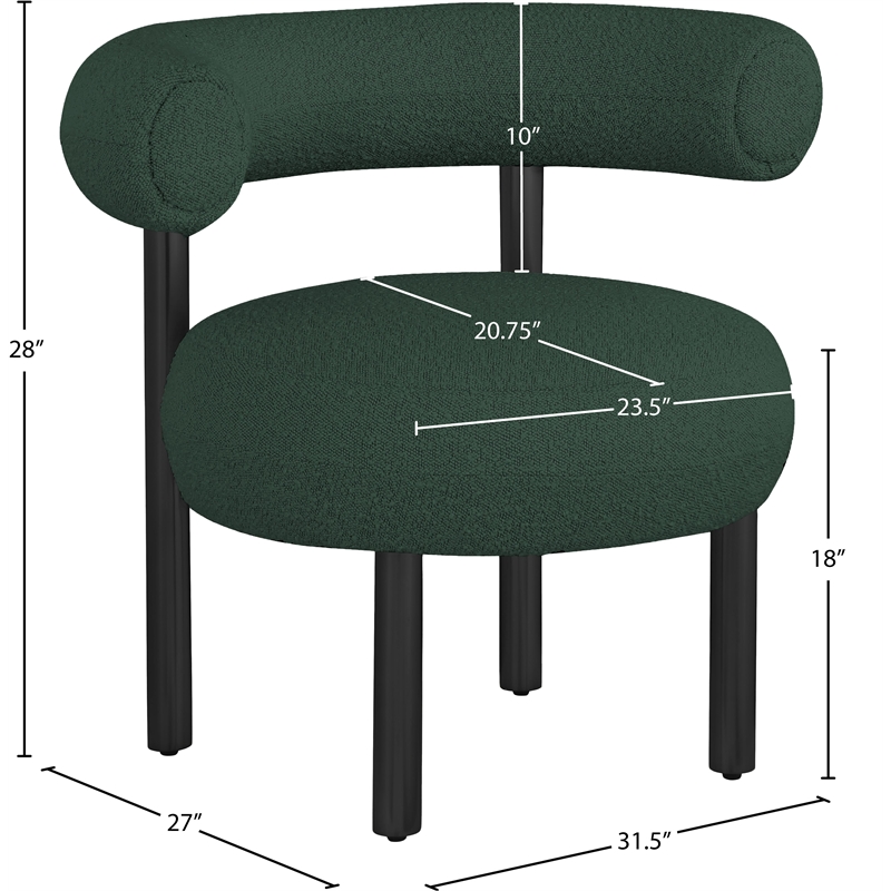 Bowery Hill Contemporary Rich Green Boucle Fabric Accent Chair