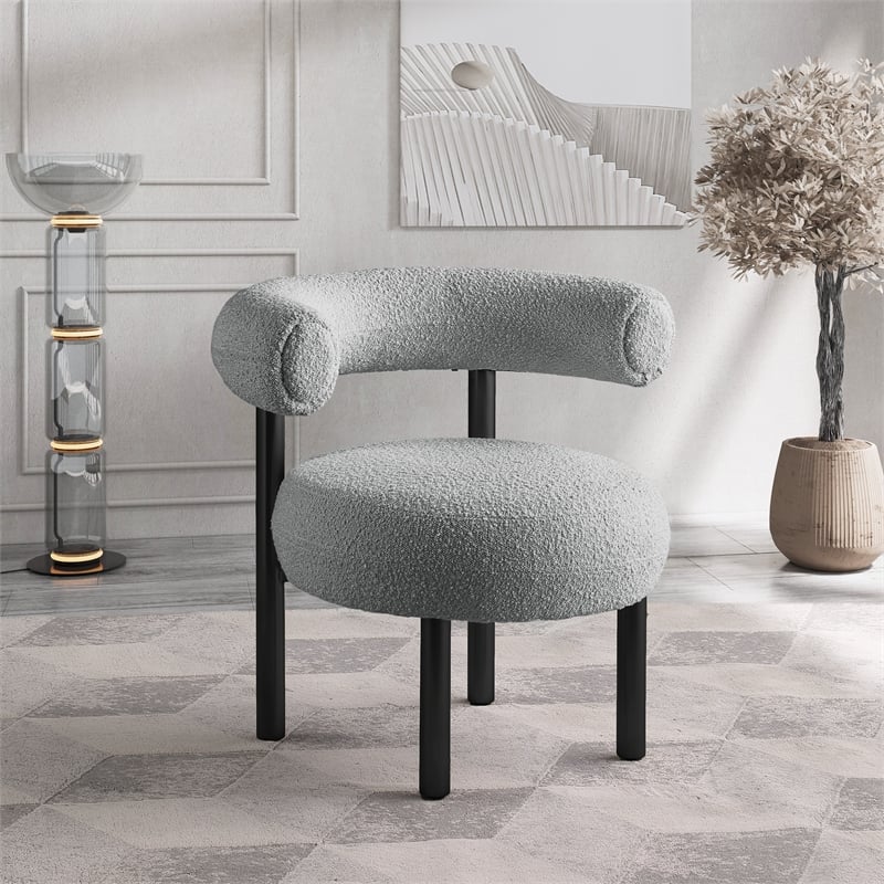 Bowery Hill Contemporary Rich Grey Boucle Fabric Accent Chair
