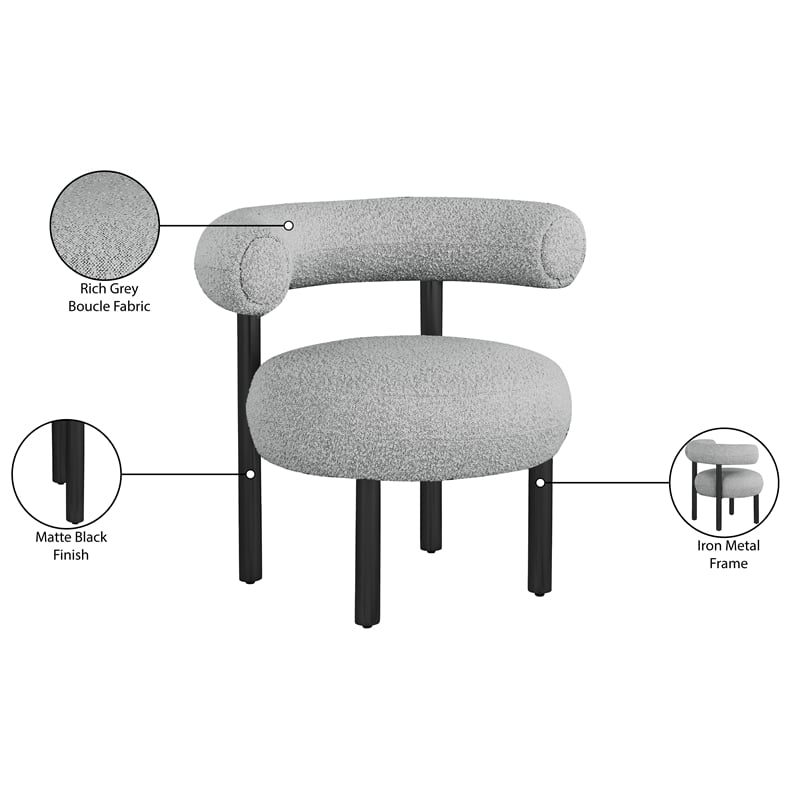 Bowery Hill Contemporary Rich Grey Boucle Fabric Accent Chair