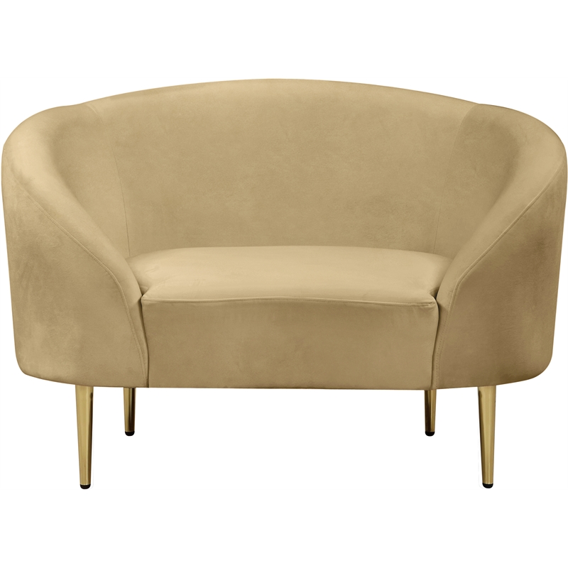 Bowery Hill Contemporary Rich Camel Durable Velvet Chair with Gold Metal Legs