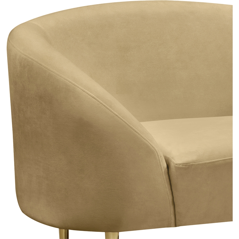 Bowery Hill Contemporary Rich Camel Durable Velvet Chair with Gold Metal Legs