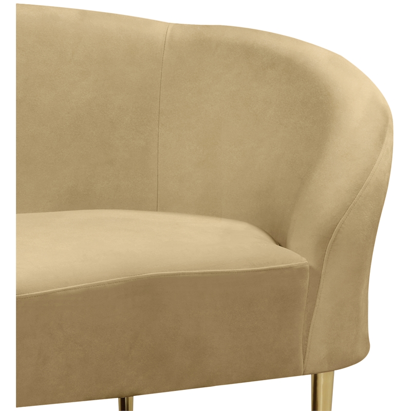 Bowery Hill Contemporary Rich Camel Durable Velvet Chair with Gold Metal Legs