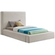 Bowery Hill Contemporary Beige Linen Textured Fabric Twin Bed