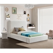 Bowery Hill Contemporary Cream Linen Textured Fabric Twin Bed