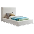 Bowery Hill Contemporary Cream Linen Textured Fabric Twin Bed