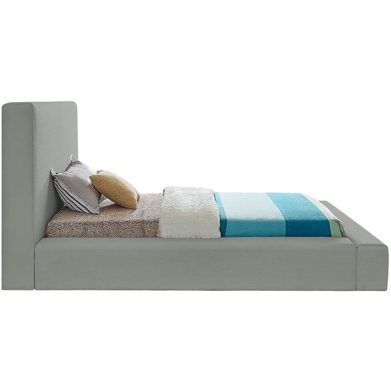 Bowery Hill Contemporary Grey Linen Textured Fabric Twin Bed