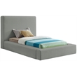 Bowery Hill Contemporary Grey Linen Textured Fabric Twin Bed