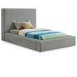 Bowery Hill Contemporary Grey Linen Textured Fabric Twin Bed