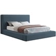 Bowery Hill Contemporary Navy Linen Textured Fabric King Bed