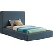 Bowery Hill Contemporary Navy Linen Textured Fabric Twin Bed