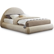 Bowery Hill Contemporary Soft Plush Beige Teddy Fabric Queen Bed
