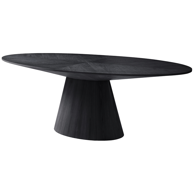 Bowery Hill Modern / Contemporary Oak Wood Veneer Black Dining Table