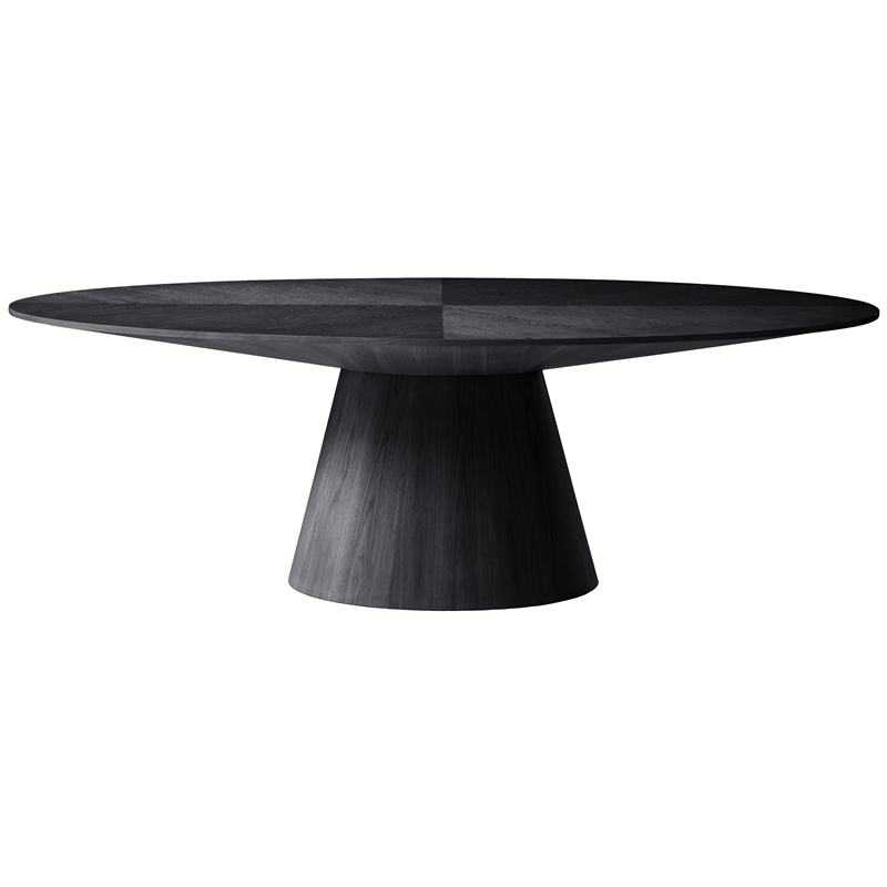 Bowery Hill Modern / Contemporary Oak Wood Veneer Black Dining Table