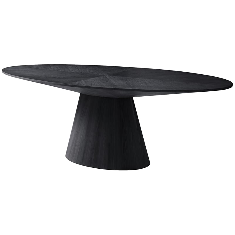 Bowery Hill Modern / Contemporary Oak Wood Veneer Black Dining Table