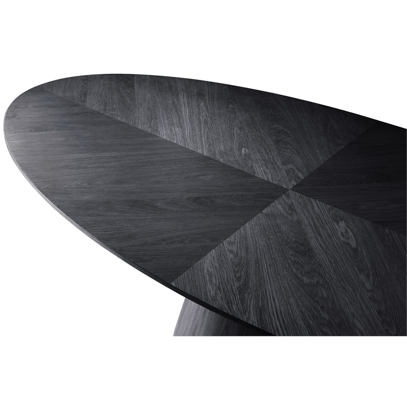 Bowery Hill Modern / Contemporary Oak Wood Veneer Black Dining Table