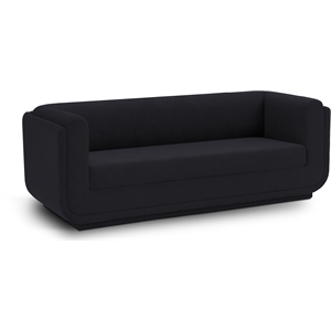 Bowery Hill Contemporary Soft Black Linen Textured Fabric Sofa