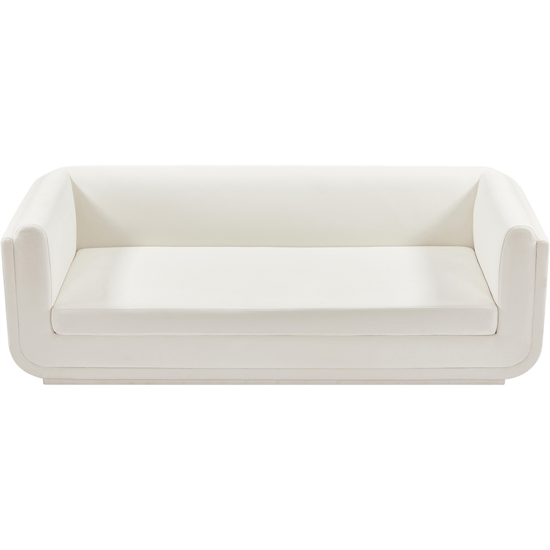 Bowery Hill Contemporary Soft Cream Linen Textured Fabric Sofa