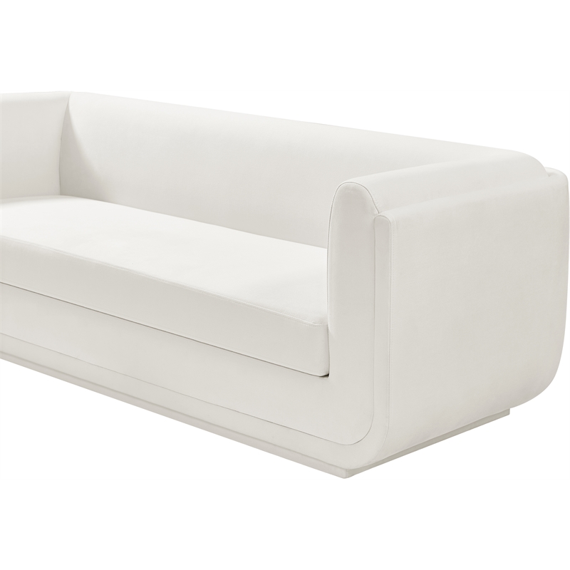Bowery Hill Contemporary Soft Cream Linen Textured Fabric Sofa