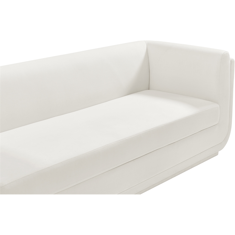 Bowery Hill Contemporary Soft Cream Linen Textured Fabric Sofa