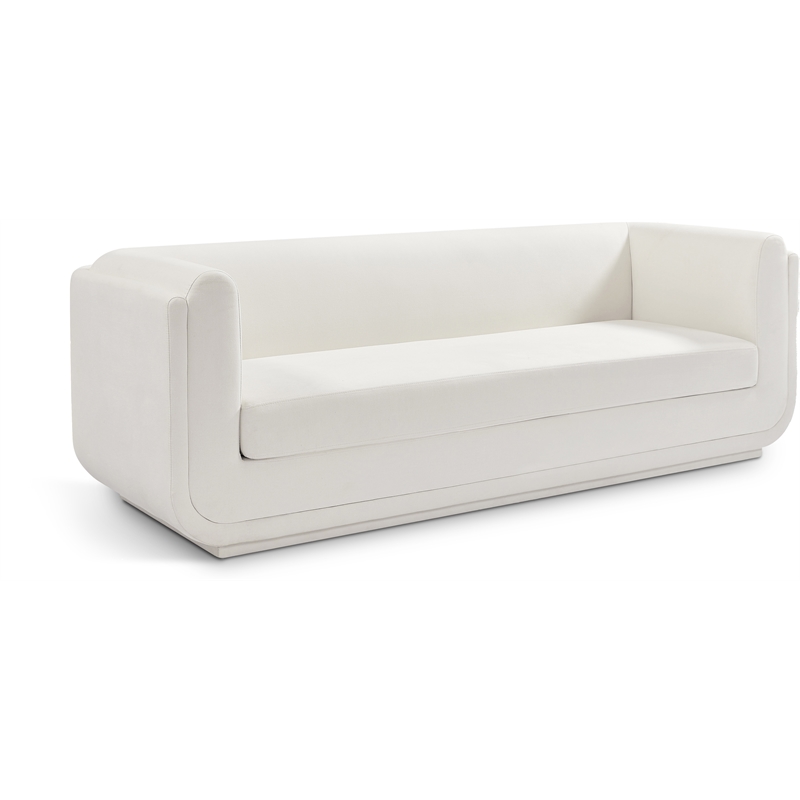 Bowery Hill Contemporary Soft Cream Linen Textured Fabric Sofa
