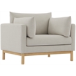 Bowery Hill Mid-Century Modern Beige Linen Textured Fabric Chair