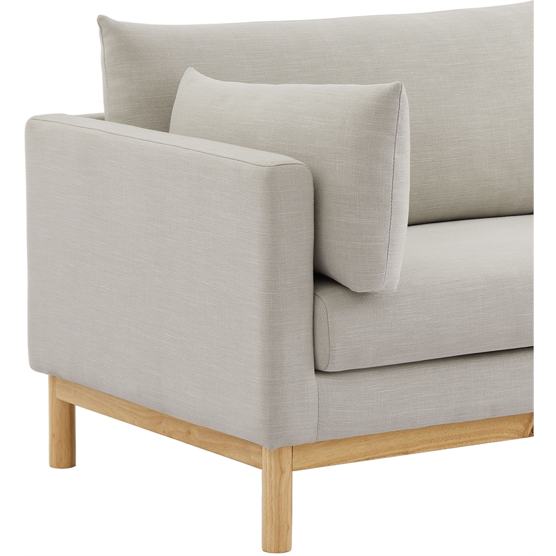 Bowery Hill Mid-Century Modern Beige Linen Textured Fabric Chair