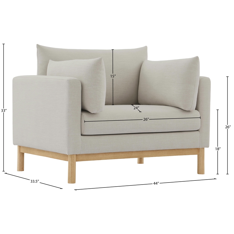 Bowery Hill Mid-Century Modern Beige Linen Textured Fabric Chair