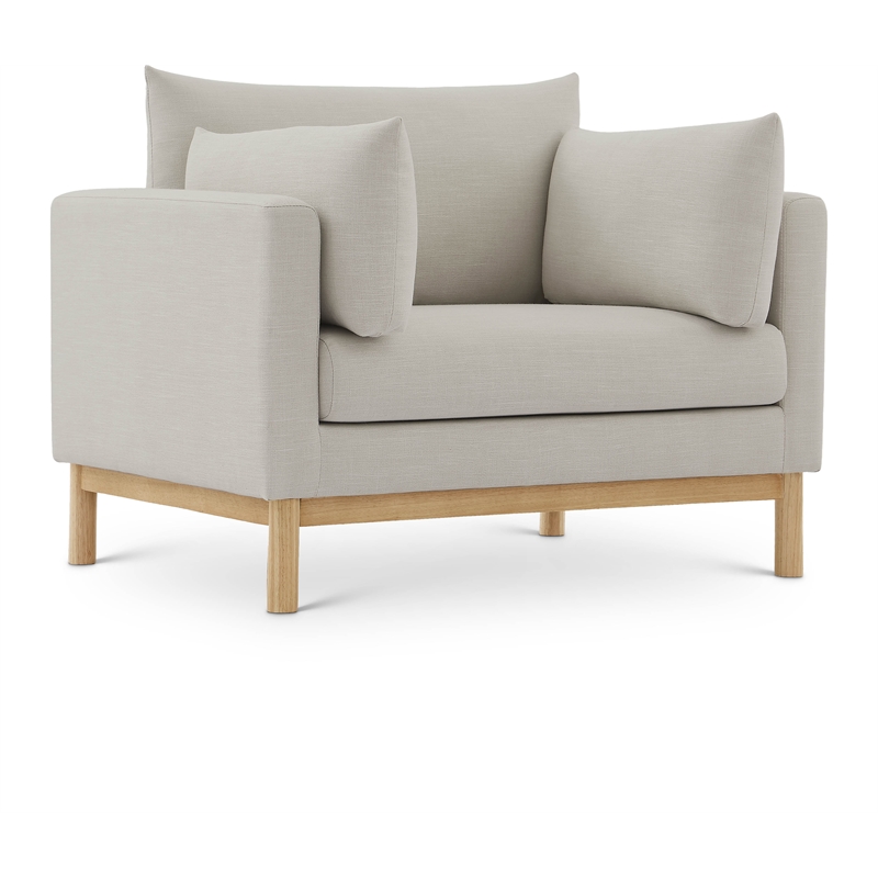 Bowery Hill Mid-Century Modern Beige Linen Textured Fabric Chair