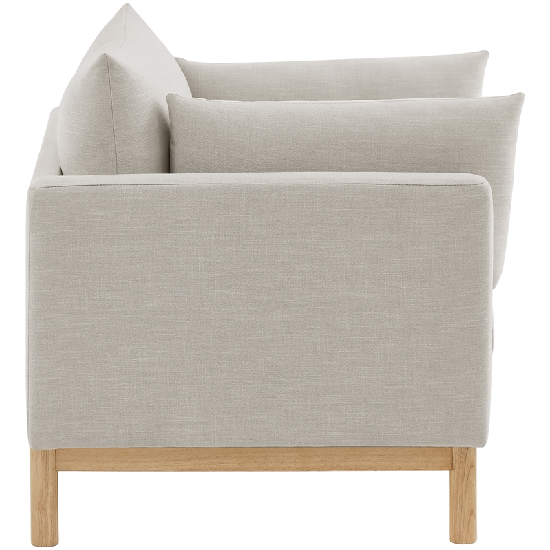 Bowery Hill Mid-Century Modern Beige Linen Textured Fabric Chair