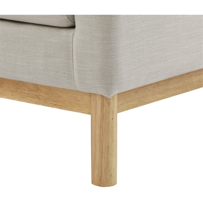 Bowery Hill Mid-Century Modern Beige Linen Textured Fabric Chair