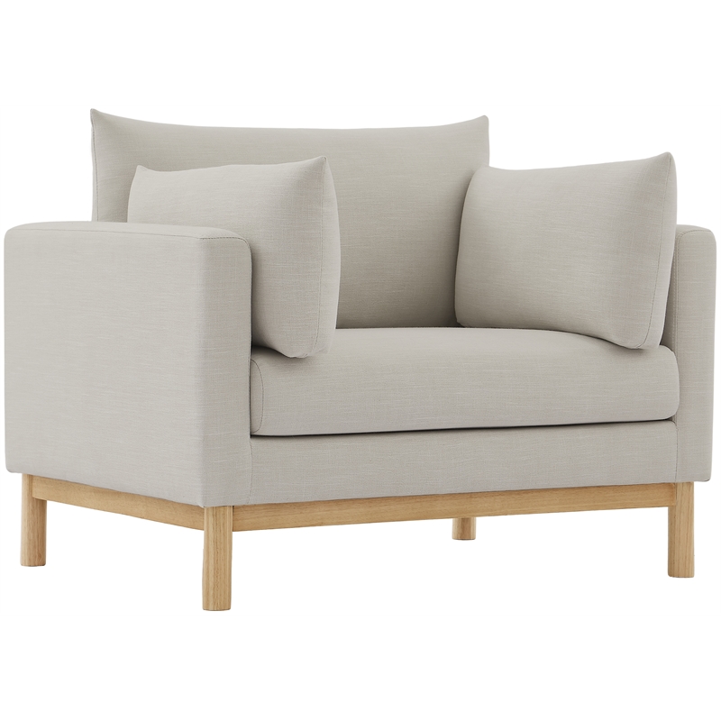 Bowery Hill Mid-Century Modern Beige Linen Textured Fabric Chair