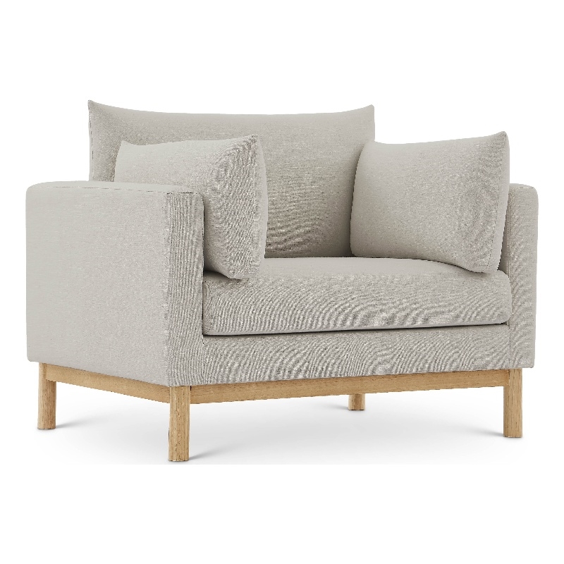 Bowery Hill Mid-Century Modern Beige Linen Textured Fabric Chair