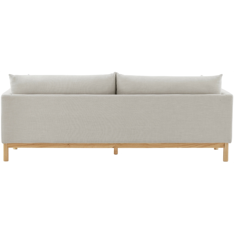 Bowery Hill Mid-Century Modern Beige Linen Textured Fabric Sofa