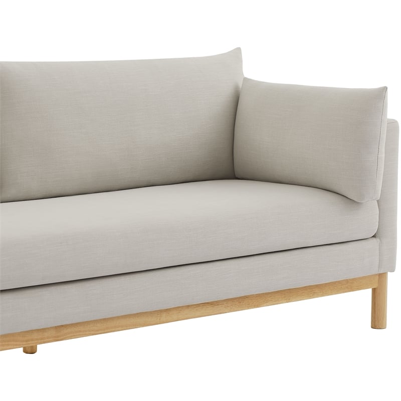 Bowery Hill Mid-Century Modern Beige Linen Textured Fabric Sofa