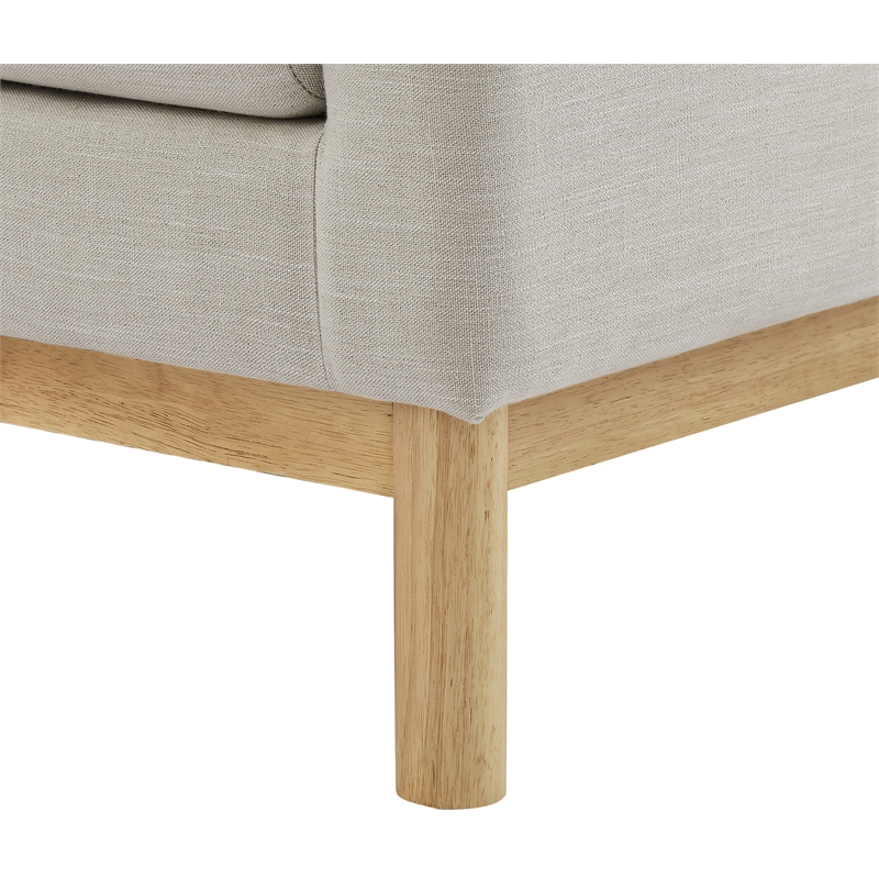 Bowery Hill Mid-Century Modern Beige Linen Textured Fabric Sofa