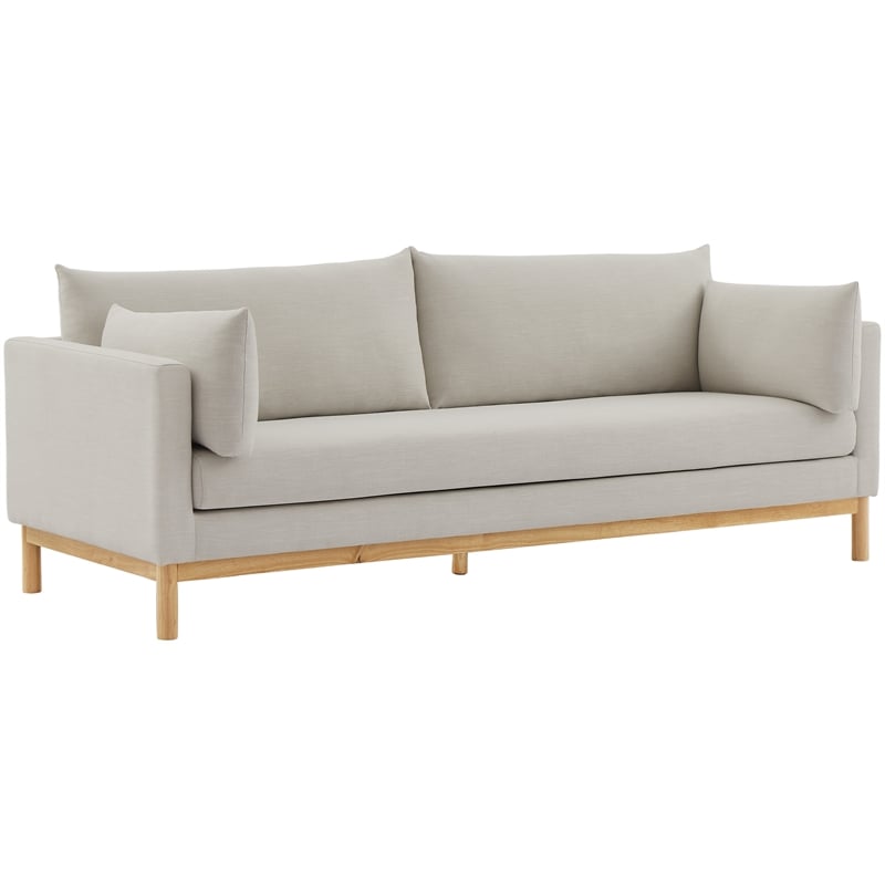 Bowery Hill Mid-Century Modern Beige Linen Textured Fabric Sofa