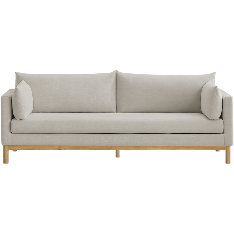 Bowery Hill Mid-Century Modern Beige Linen Textured Fabric Sofa