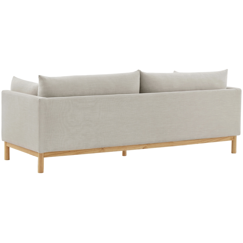 Bowery Hill Mid-Century Modern Beige Linen Textured Fabric Sofa