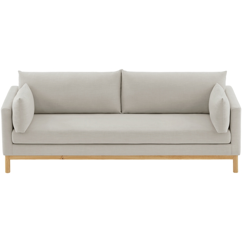 Bowery Hill Mid-Century Modern Beige Linen Textured Fabric Sofa
