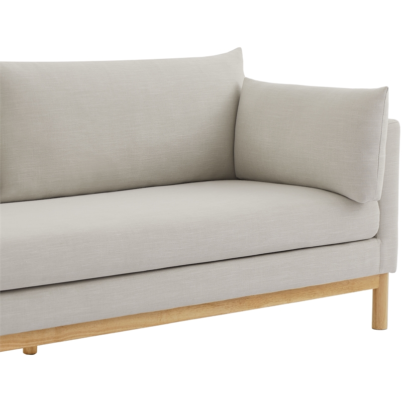 Bowery Hill Mid-Century Modern Beige Linen Textured Fabric Sofa